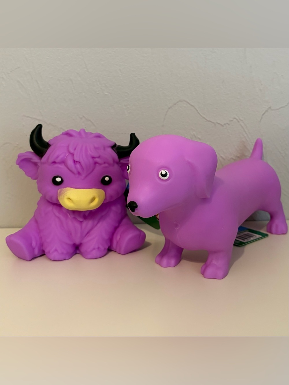 Purple Dog + Highland Cow Squeezy Squishy Toys